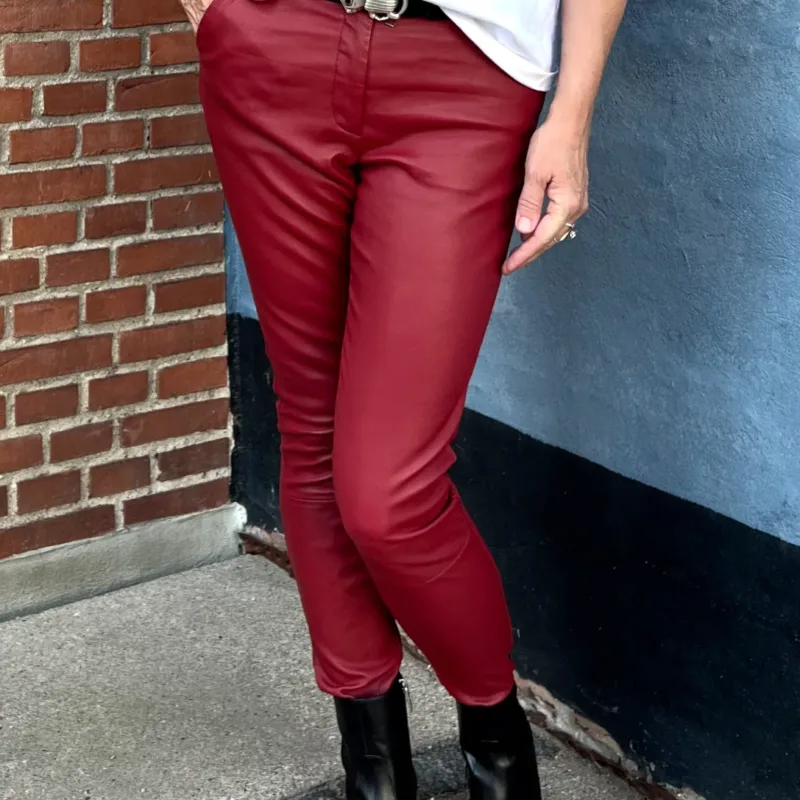 BTF red leather pants