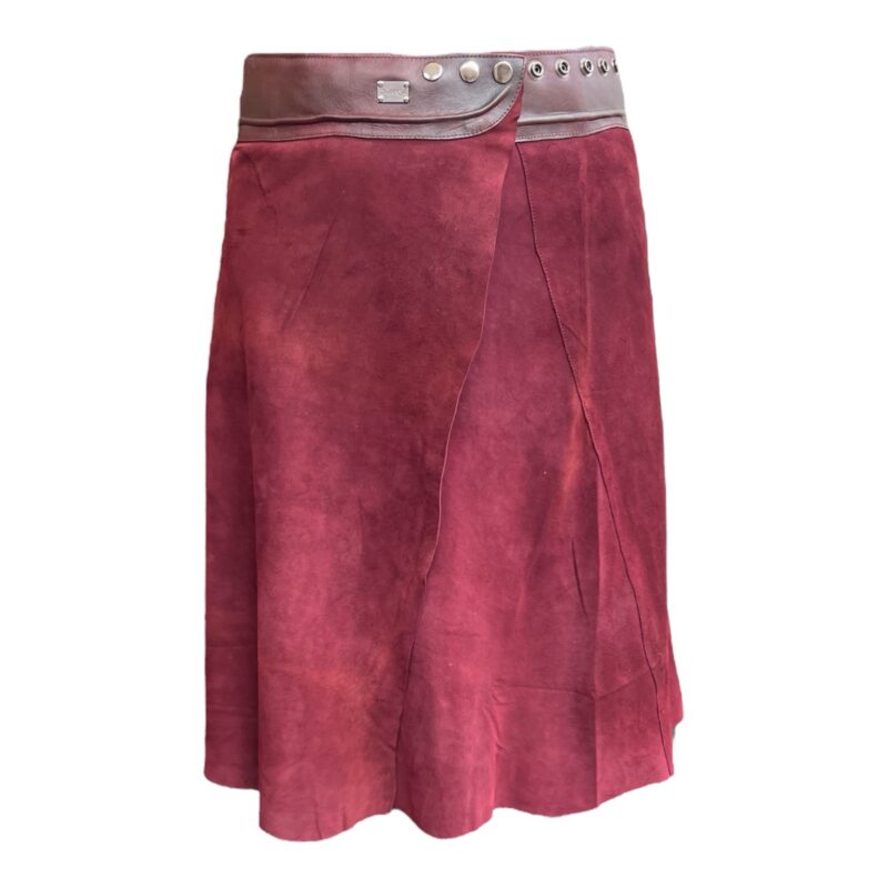 Suede Skirt Midi Bordeaux