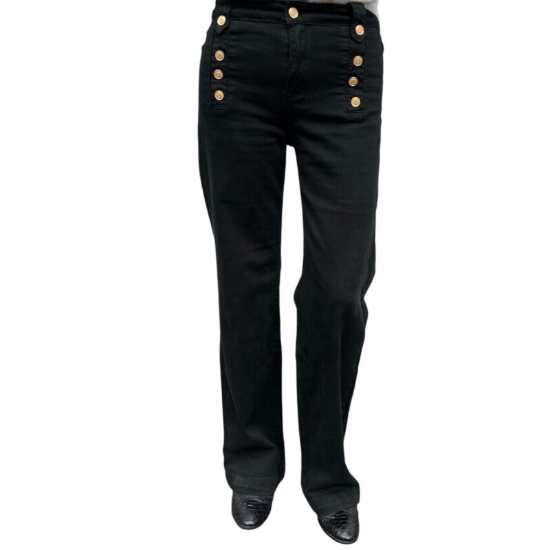 Eva go Diva Gold Botton Bootcut Denim Black