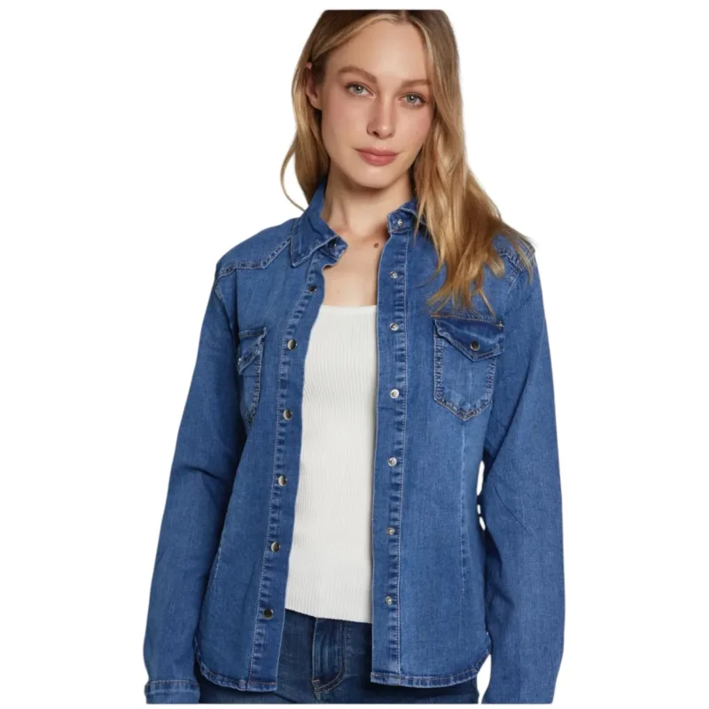eva go diva denim shirt blue