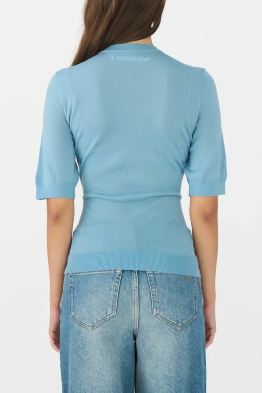 IVY Essex SS O neck Knit Knitwear I235320 58 Steel Blue 1