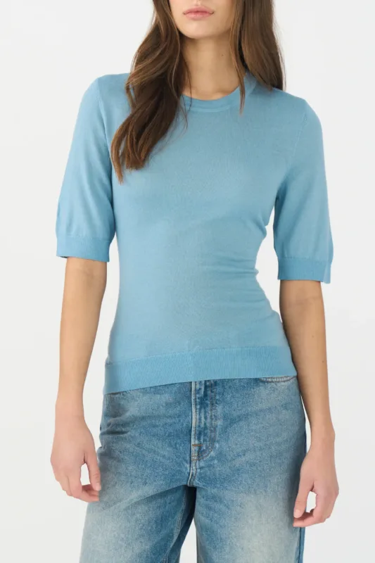 IVY Essex SS O neck Knit Knitwear I235320 58 Steel Blue 2