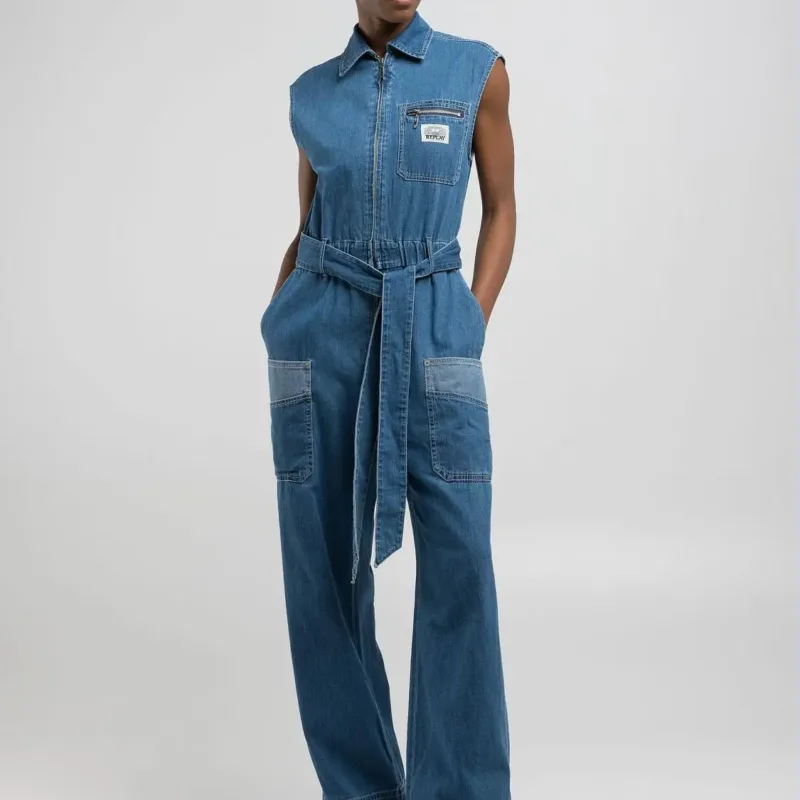 Replay Relaxed-Fit Denim Jumpsuit