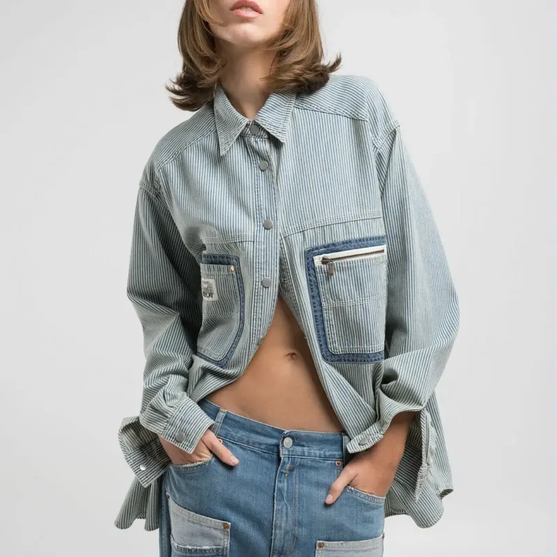 Replay Striped Denim Shirt