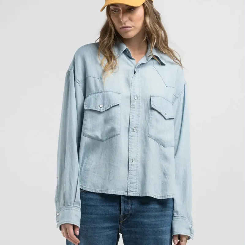 Replay Denim Shirt With Lettering