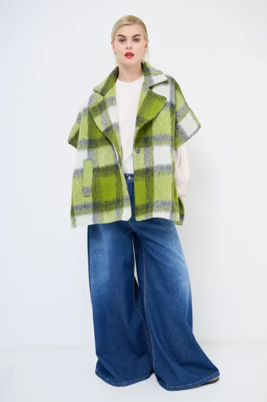 plaid cape jacket