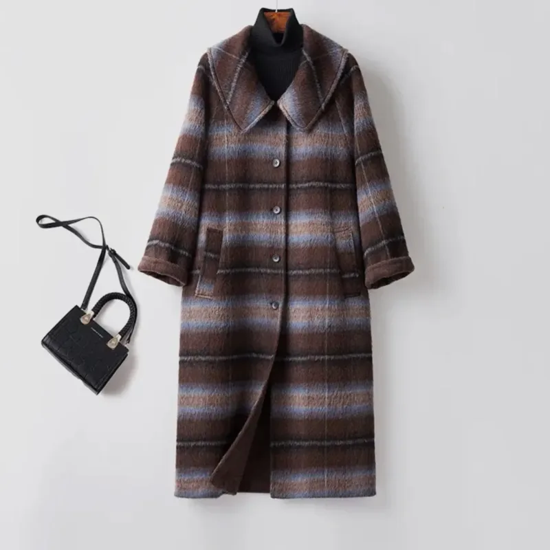 woll check coat