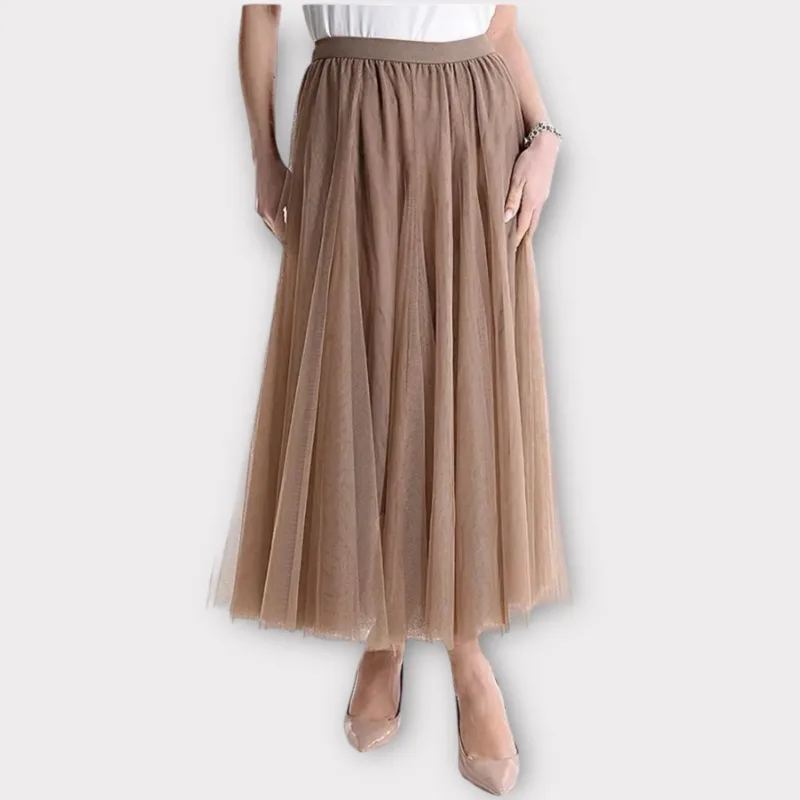 tylle skirt camel