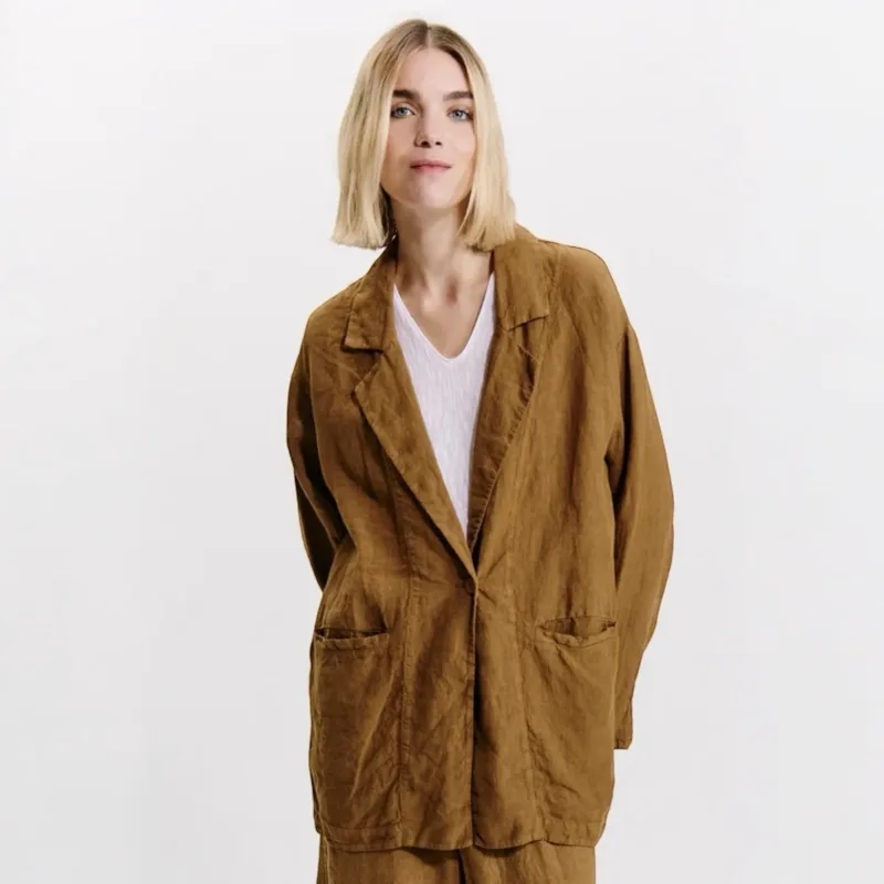 Transit Long Linen Jacket Mustard