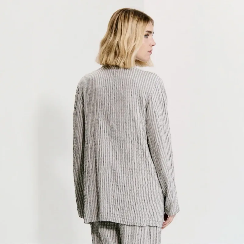 Transit Long Jacket With Pinstripe Design