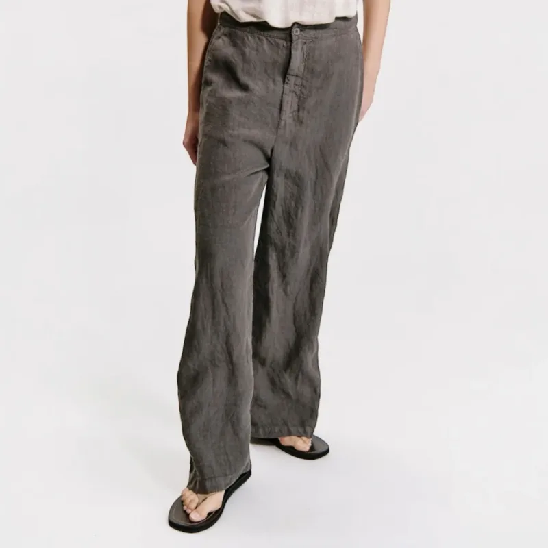 Transit Linen Palazzo Pants Grey