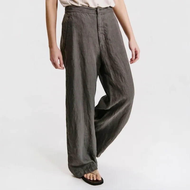 Transit Linen Palazzo Pants Grey