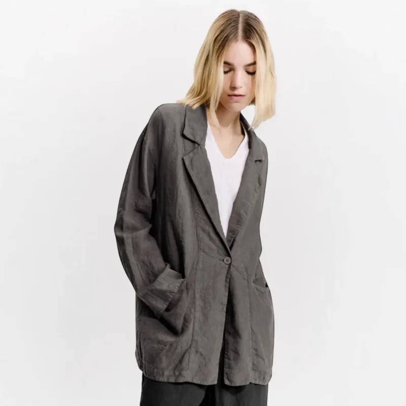 Transit Long Linen Jacket Mud