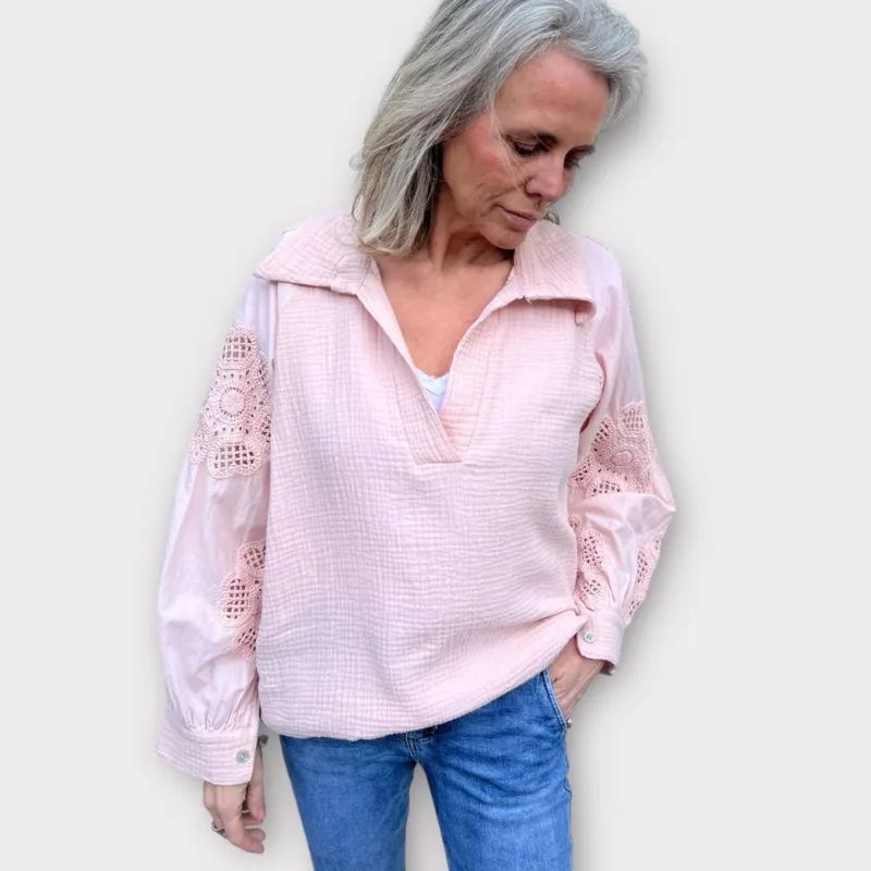 Crochet blouse blush