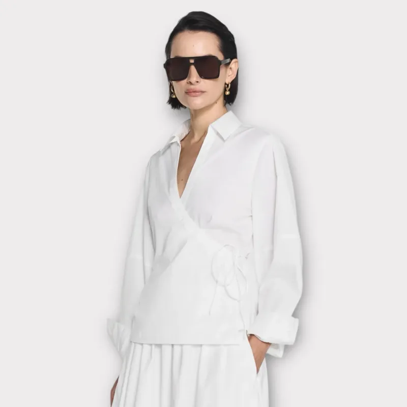 twist & tango mella wrap shirt white