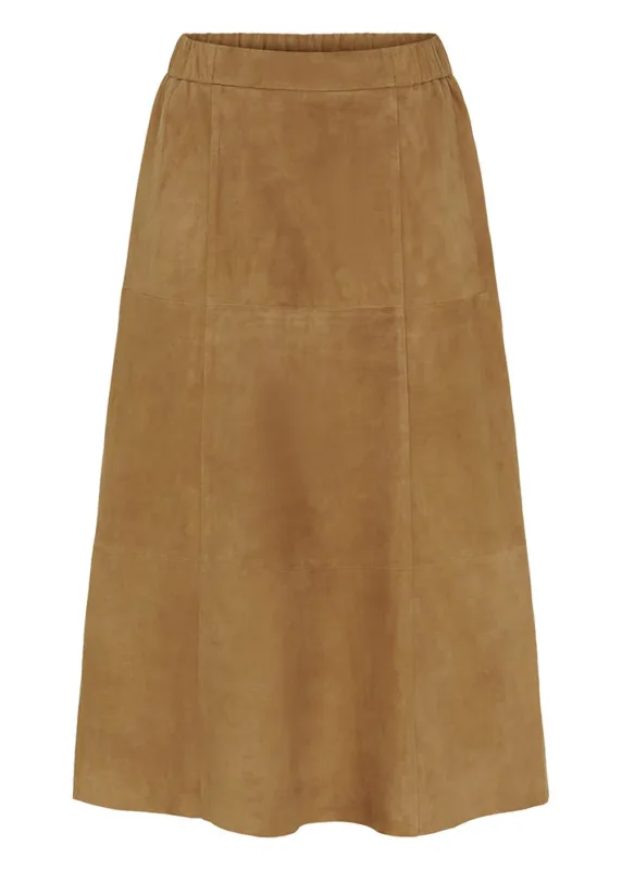 BTF CPH 100287 Suede Skirt Cognac Main
