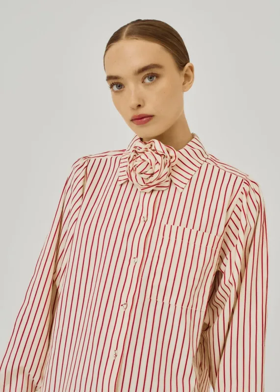 norr linna shirt red stripe