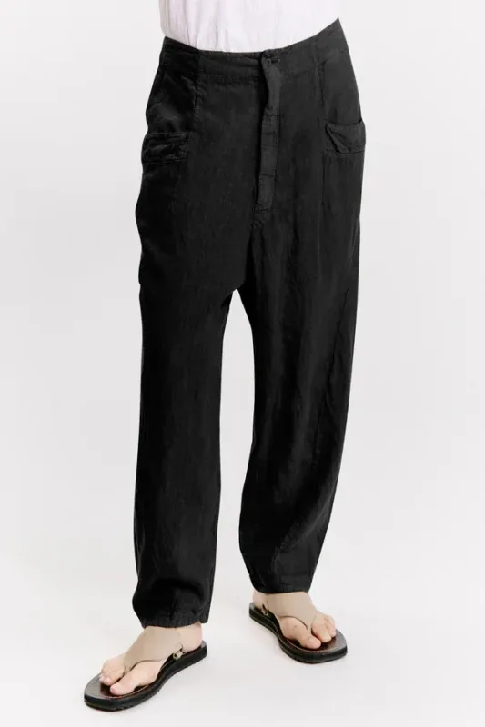 transit linen pant black