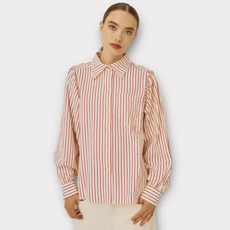 norr linna shirt red stripe