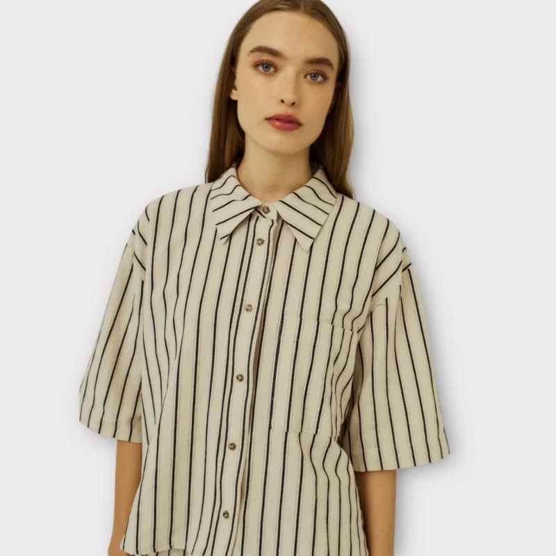 norr arka shirt black stripe
