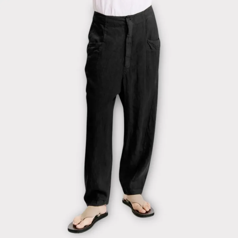 transit linen pant black